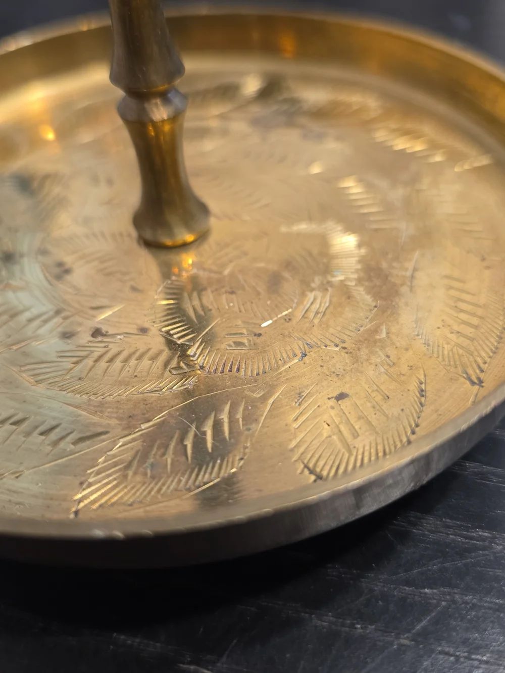 Brass Decorative Trinket Tray with Covered Compartment